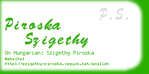 piroska szigethy business card